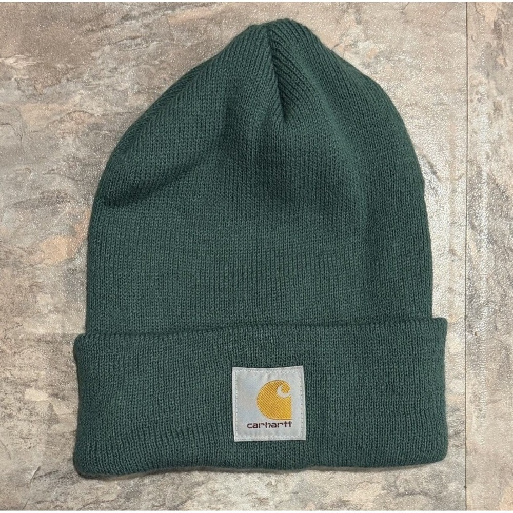 Carhartt Green Knit Beanie Hat Cap Carhartt WorkIn Progress Beanie - Picture 3 of 5